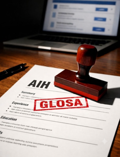 Painel mostrando AIHs rejeitadas e não processadas de um hospital, com o valor financeiro que deixou de ser recebido pelo SUS