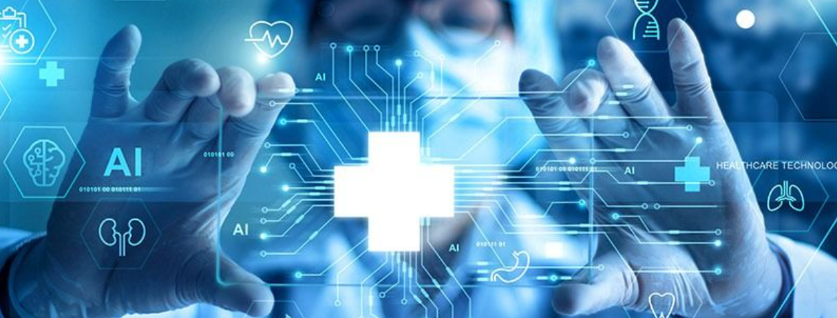 Integração entre IA e sistemas hospitalares conectando dados operacionais e gestão